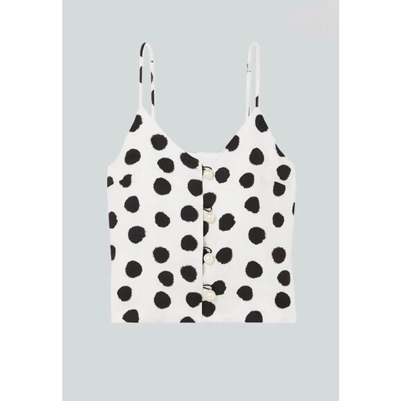 Mother of Pearl Tara Camisole Top Black White Polka Dot, Quiet Luxury $295 - Picture 1 of 16